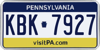 PA license plate KBK7927