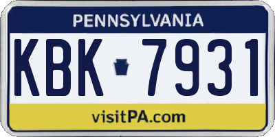PA license plate KBK7931