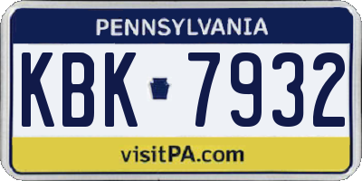 PA license plate KBK7932