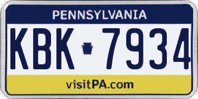 PA license plate KBK7934