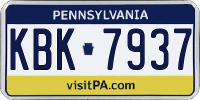 PA license plate KBK7937