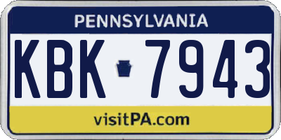 PA license plate KBK7943