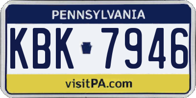 PA license plate KBK7946