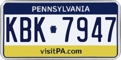 PA license plate KBK7947