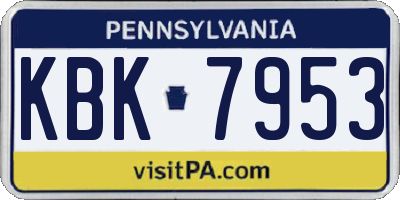PA license plate KBK7953