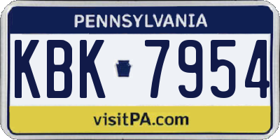 PA license plate KBK7954