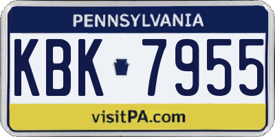 PA license plate KBK7955