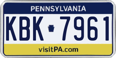 PA license plate KBK7961