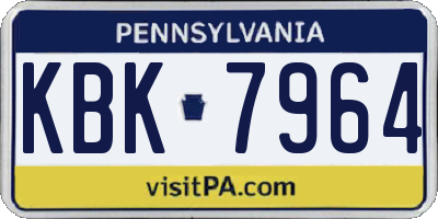 PA license plate KBK7964