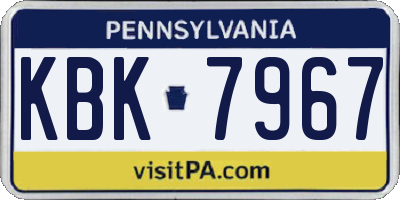 PA license plate KBK7967