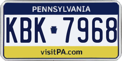 PA license plate KBK7968