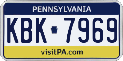 PA license plate KBK7969