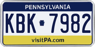 PA license plate KBK7982