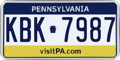 PA license plate KBK7987