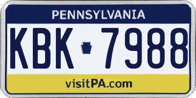 PA license plate KBK7988
