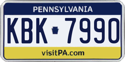 PA license plate KBK7990
