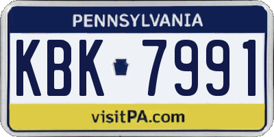 PA license plate KBK7991