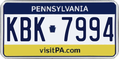 PA license plate KBK7994
