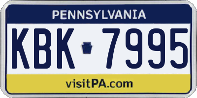 PA license plate KBK7995