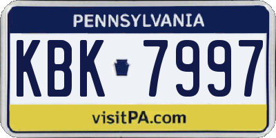 PA license plate KBK7997