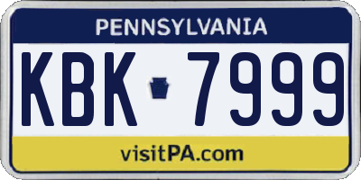 PA license plate KBK7999