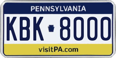PA license plate KBK8000
