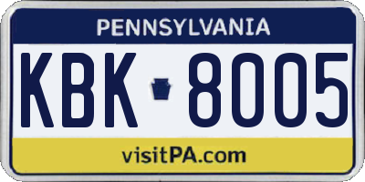 PA license plate KBK8005