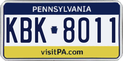 PA license plate KBK8011