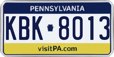 PA license plate KBK8013