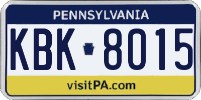 PA license plate KBK8015