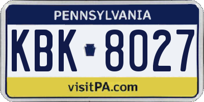 PA license plate KBK8027