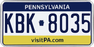 PA license plate KBK8035