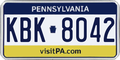 PA license plate KBK8042