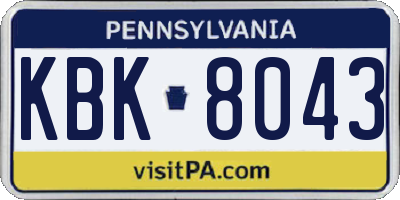 PA license plate KBK8043