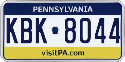 PA license plate KBK8044