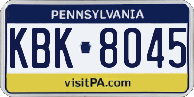PA license plate KBK8045