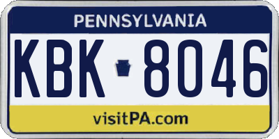 PA license plate KBK8046