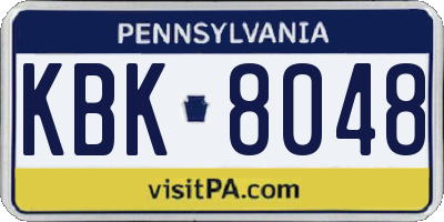 PA license plate KBK8048