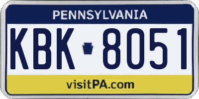 PA license plate KBK8051