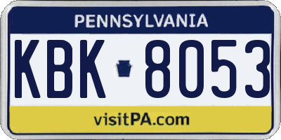 PA license plate KBK8053