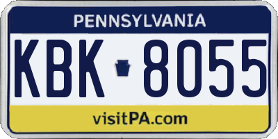 PA license plate KBK8055