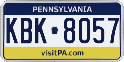 PA license plate KBK8057