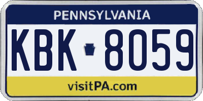 PA license plate KBK8059