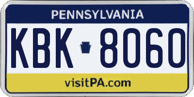 PA license plate KBK8060