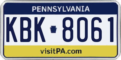 PA license plate KBK8061