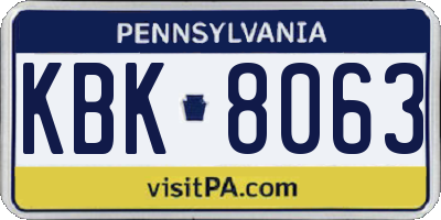 PA license plate KBK8063