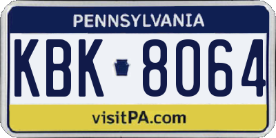PA license plate KBK8064