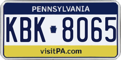 PA license plate KBK8065