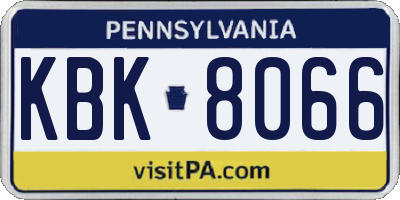 PA license plate KBK8066