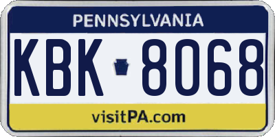 PA license plate KBK8068